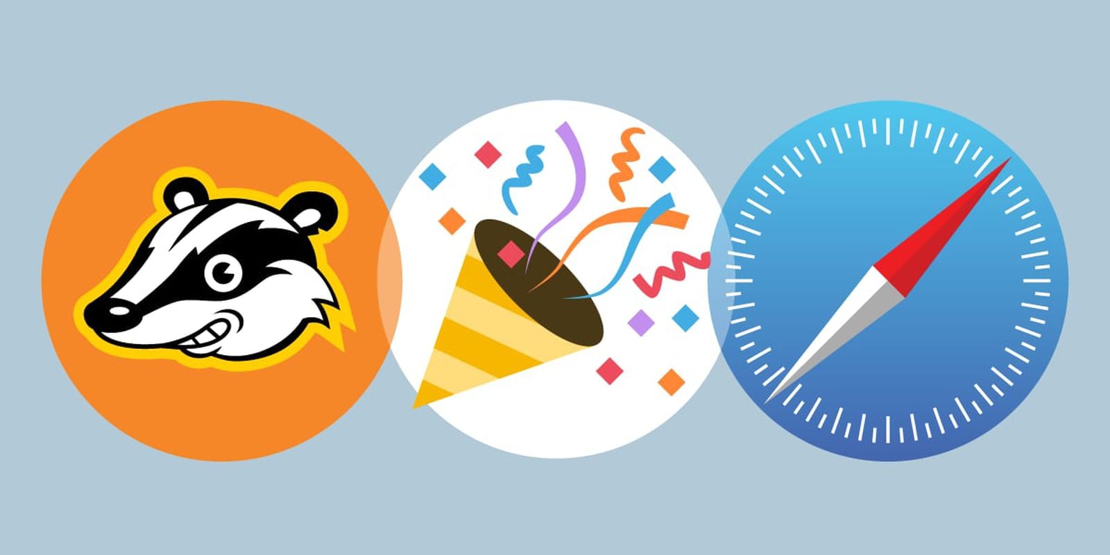 شعار Privacy Badger إلى جانب شعار Safari في صورة إعلان EFF
