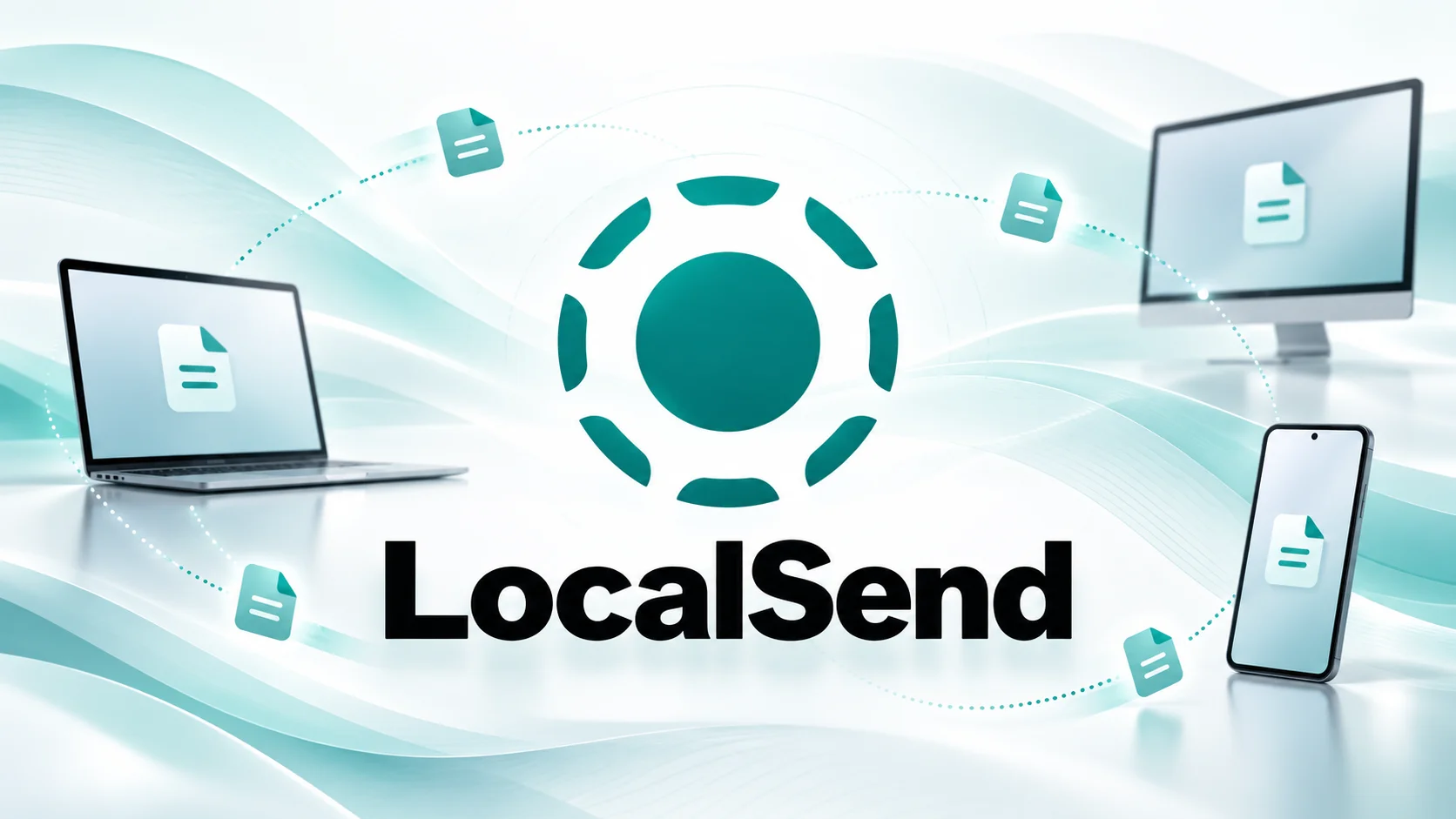 صورة بارزة لبرنامج LocalSend توضح نقل الملفات بين الهاتف والكمبيوتر