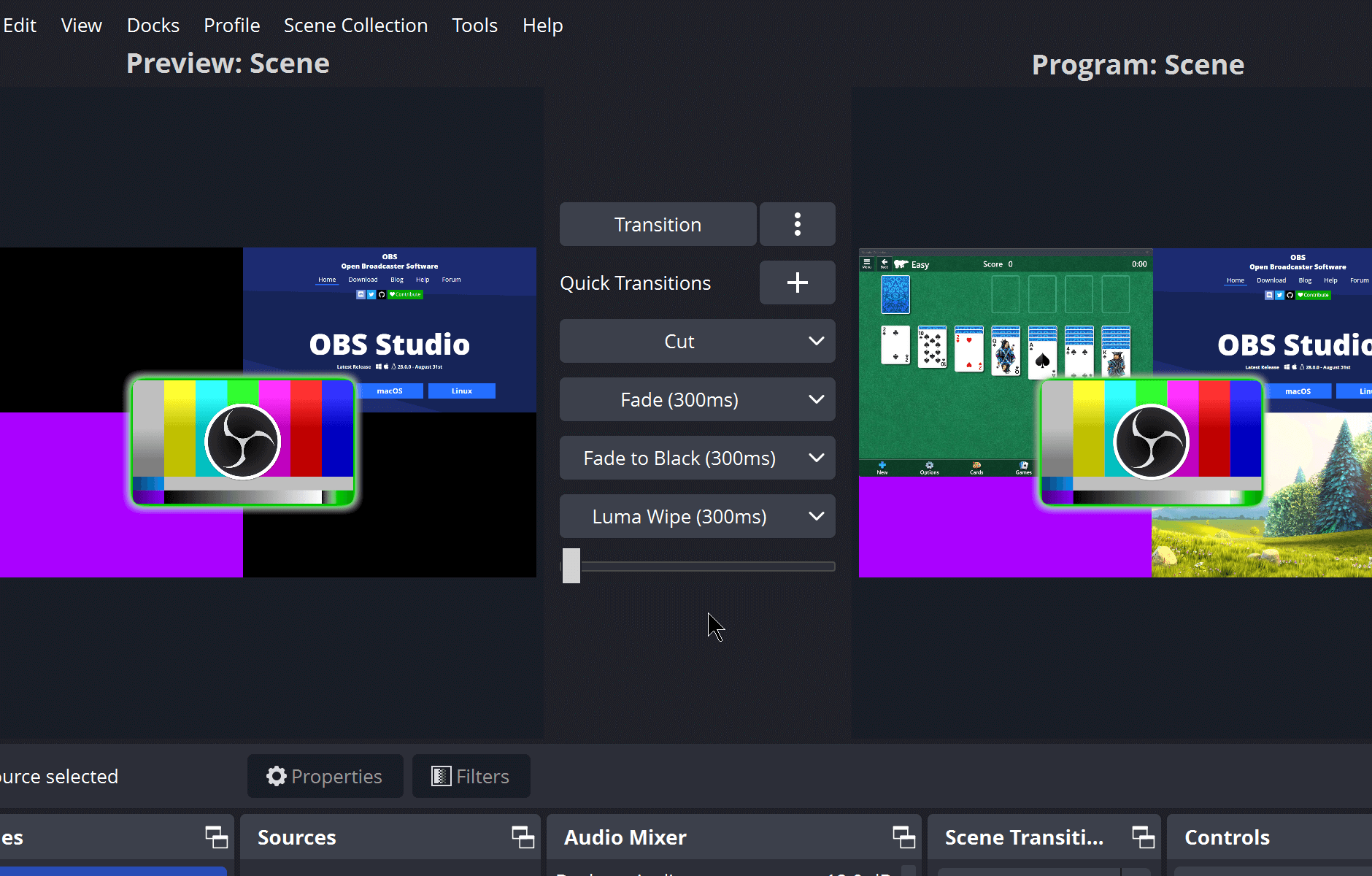 الواجهة الرسمية لبرنامج OBS Studio لتسجيل شاشة الكمبيوتر
